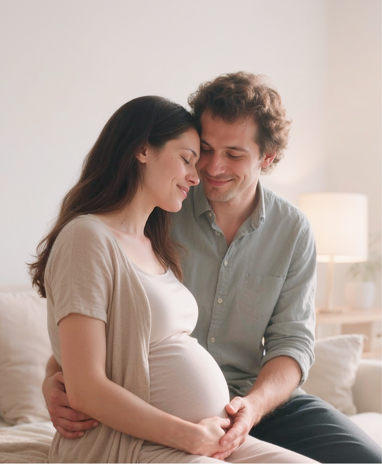 Couple embracing pregnancy journey through Frozen Embryo Transfer (FET) Al Moosa IVF 